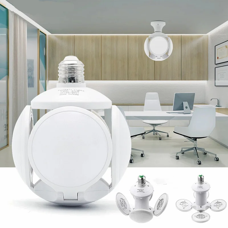 

Светодиодный лампы E27 Футбол светильник 40 Вт складной без мерцания Творческий лампы, люстры AC-85-265V для Гараж склад магазина дома светильник ...