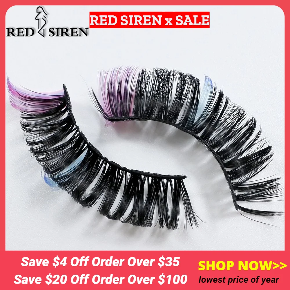 Ed Lashes Makeup Dramatic Halloween Party Fluffy Eye Lashes With Color Streaks Wholesale Color Lashes