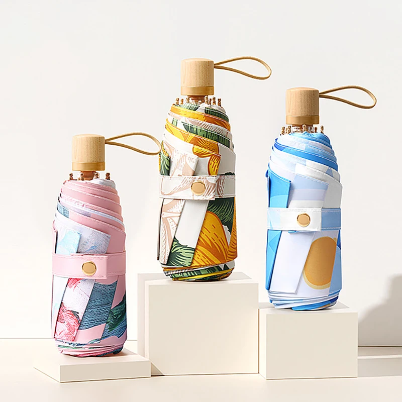 

Flora Mini Umbrella for Women Windproof UV Sun Shade Umbrella Outdoor Pocket Luxury Cute Umbrella for Phone UV Protection 8 Ribs