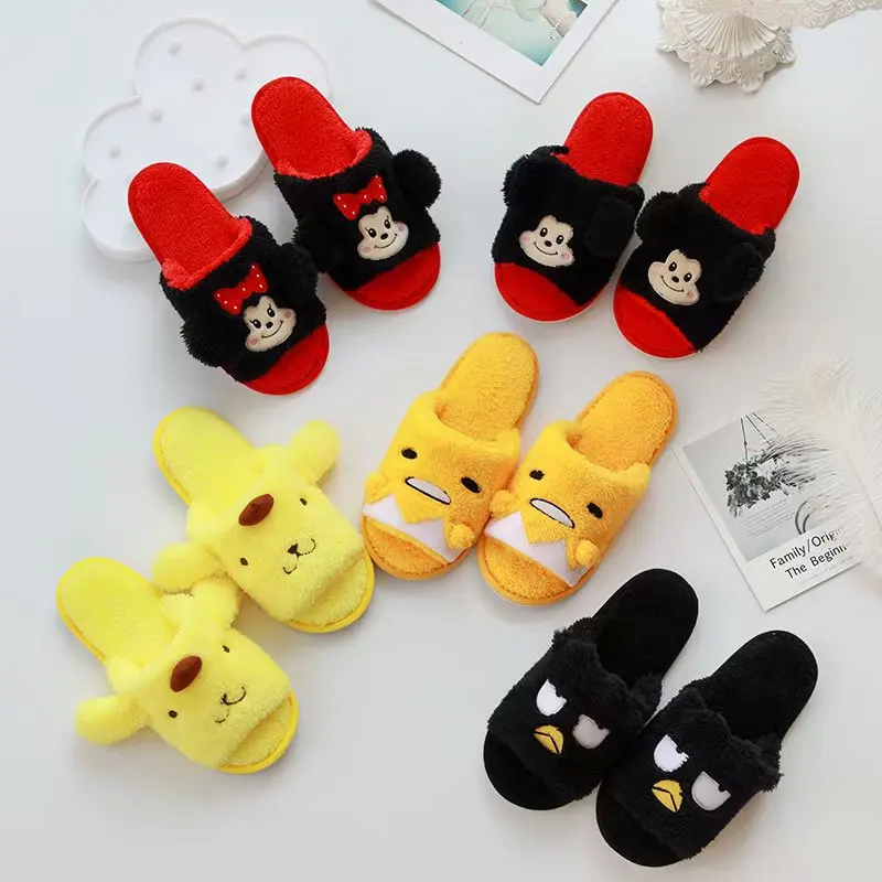 

Kawaii Sanrio Cartoon Plush Slippers Cute Pompompurin Winter Comfortable Cotton Slippers Creative Birthday Gifts