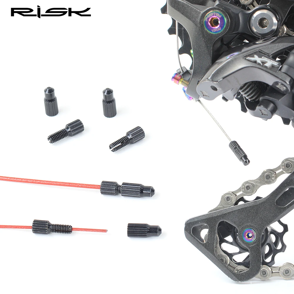 

RISK 2pcs Removable Bicycle Cable End Cap Bolts MTB Road Bike Shift/Brake Inner Cable Tips Toolless installation Cycling Parts
