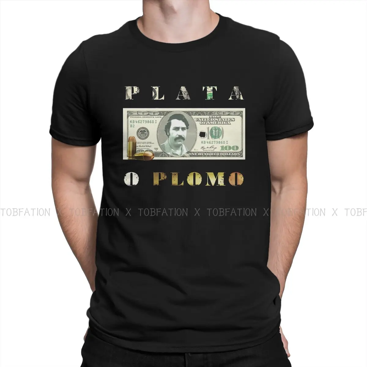 

Narcos Crime TV Pablo Escobar Newest TShirt for Men Plata O Plomo Money Basic T Shirt Hip Hop Birthday Gifts Streetwear