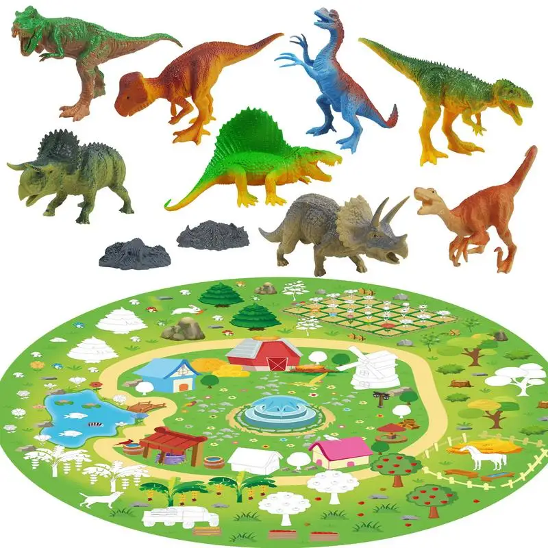

Dinosaur Toy Set Realistic Dinosaur Figure Toy Preschool Cartoon Toy Create Dino World Playset Portable Storage Box Gifts