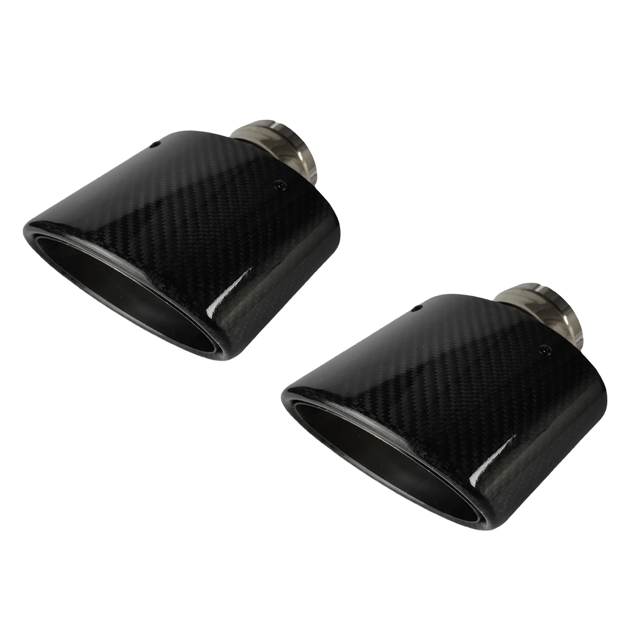 1 Pcs Universal Glossy Carbon Fiber Car Mufflers Tip Exhaust Pipe Nozzle Decoration polishing Oval Width 105/115/130/150