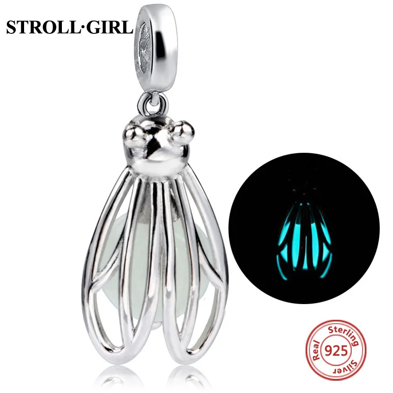 

Silver 925 Firefly Glowing Animal Charms Fit European Bracelet Diy Fashion Pandent Jewelry for Women Gift