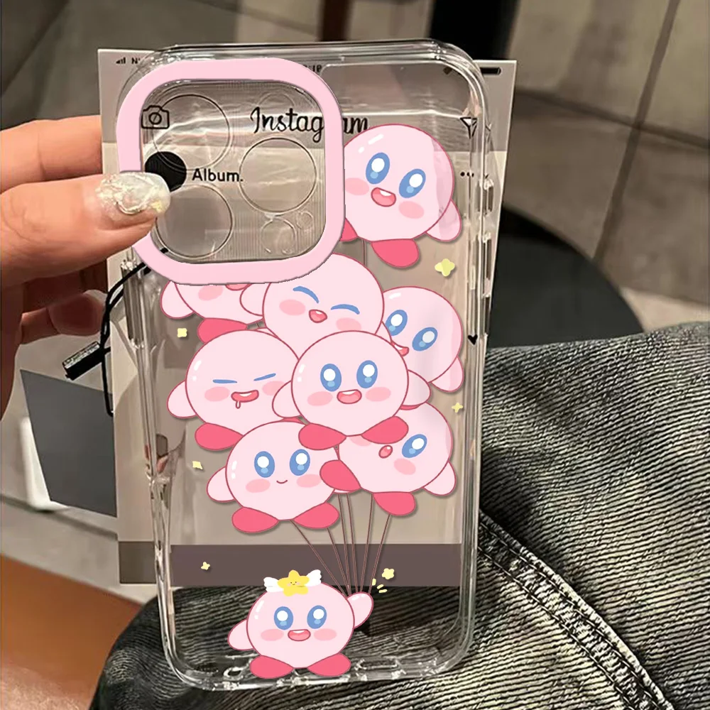 Прозрачный чехол Kirbies для IPhone 11 12 13 14 15 16 Pro Max Mini X Xs XR 7 8 Plus Se2020