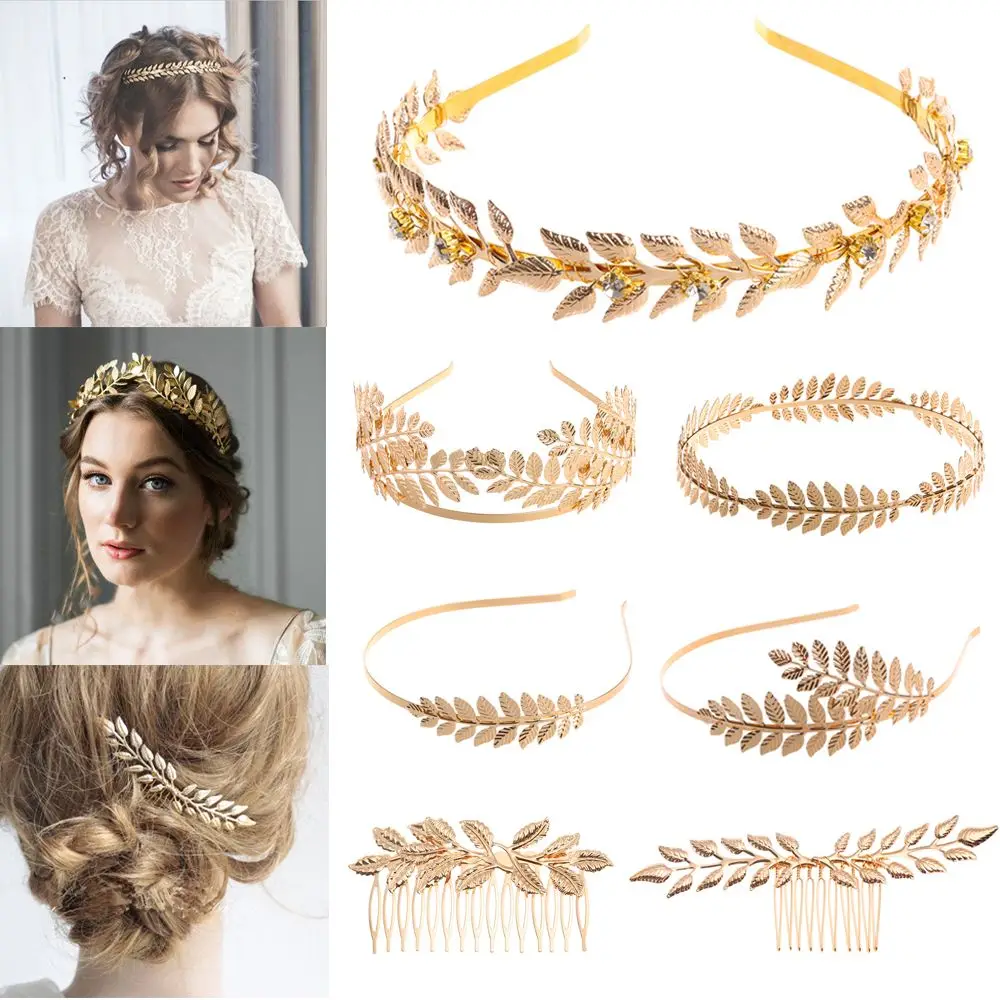 

Golden Headwear Tiara Hair Combs Wedding Hair Crown Bride Headbands Leaves Hair Bands Hair Hoop