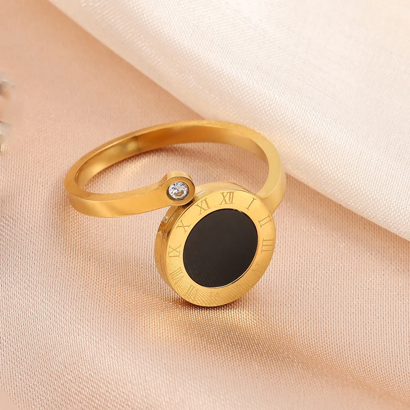 Женское Открытое кольцо из нержавеющей стали с римскими цифрами