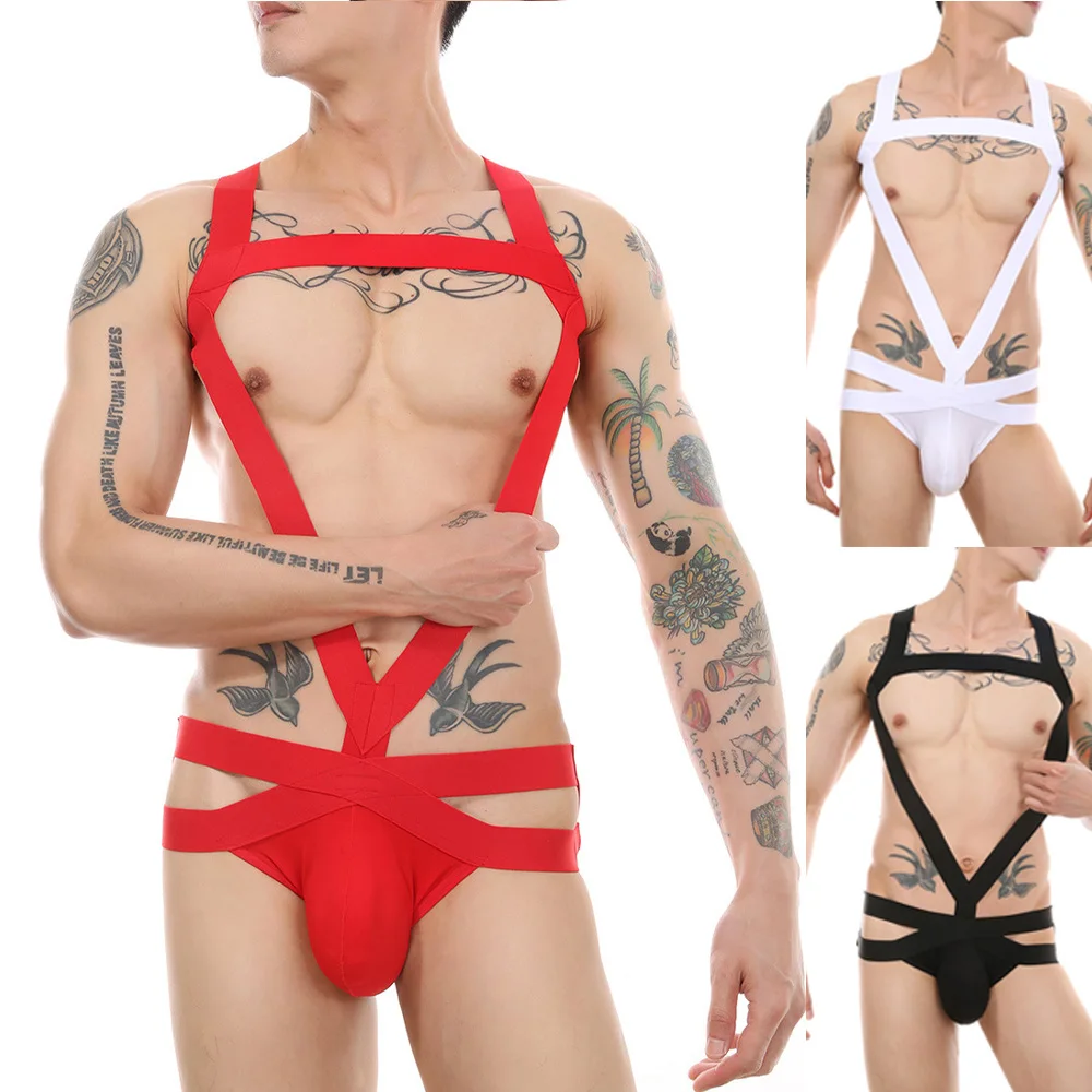 Комплект бондажа для мужчин эротическое нижнее белье на эластичных бретелях