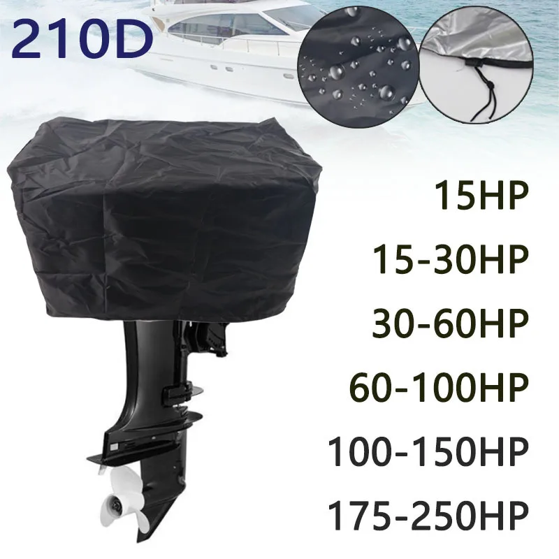 

15-250HP 210D Waterproof Yacht Half Outboard Motor Engine Boat Cover Anti UV Dustproof Cover Marine Engine Protector Canvas