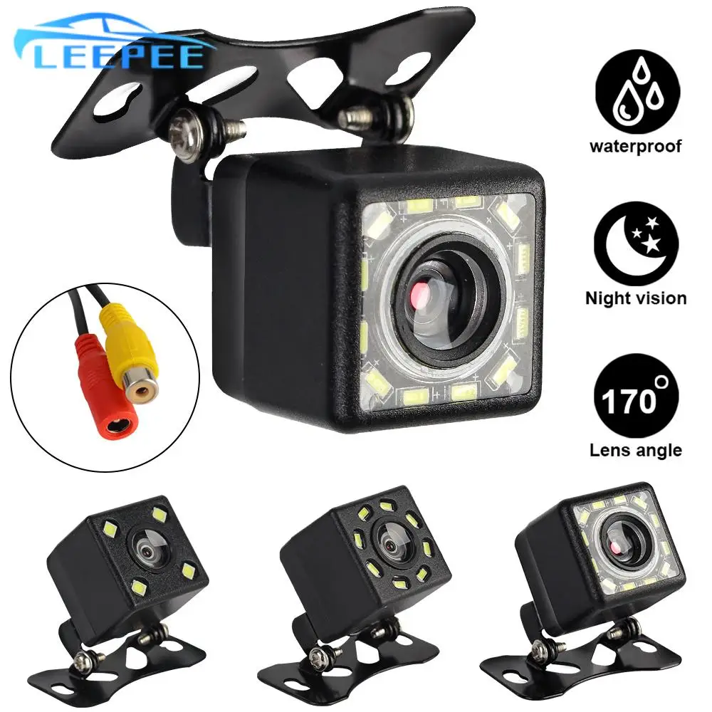 

LEEPEE 170° Wide Angle Backup Parking Reverse Camera LED Night Vision Car Rear View Camera Universal Waterproof Lens Fisheye