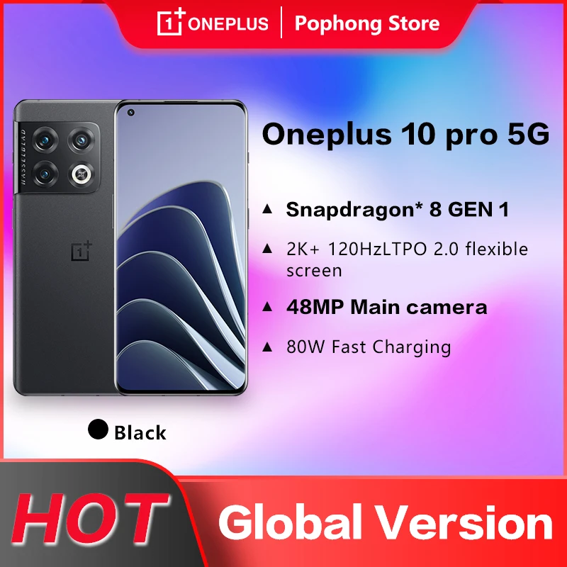 

Global Version OnePlus 10 Pro 5G MobilePhone 6.7 inch AMOLED Curved Screen Snapdagon 8 Gen 1 Ocat Core NFC