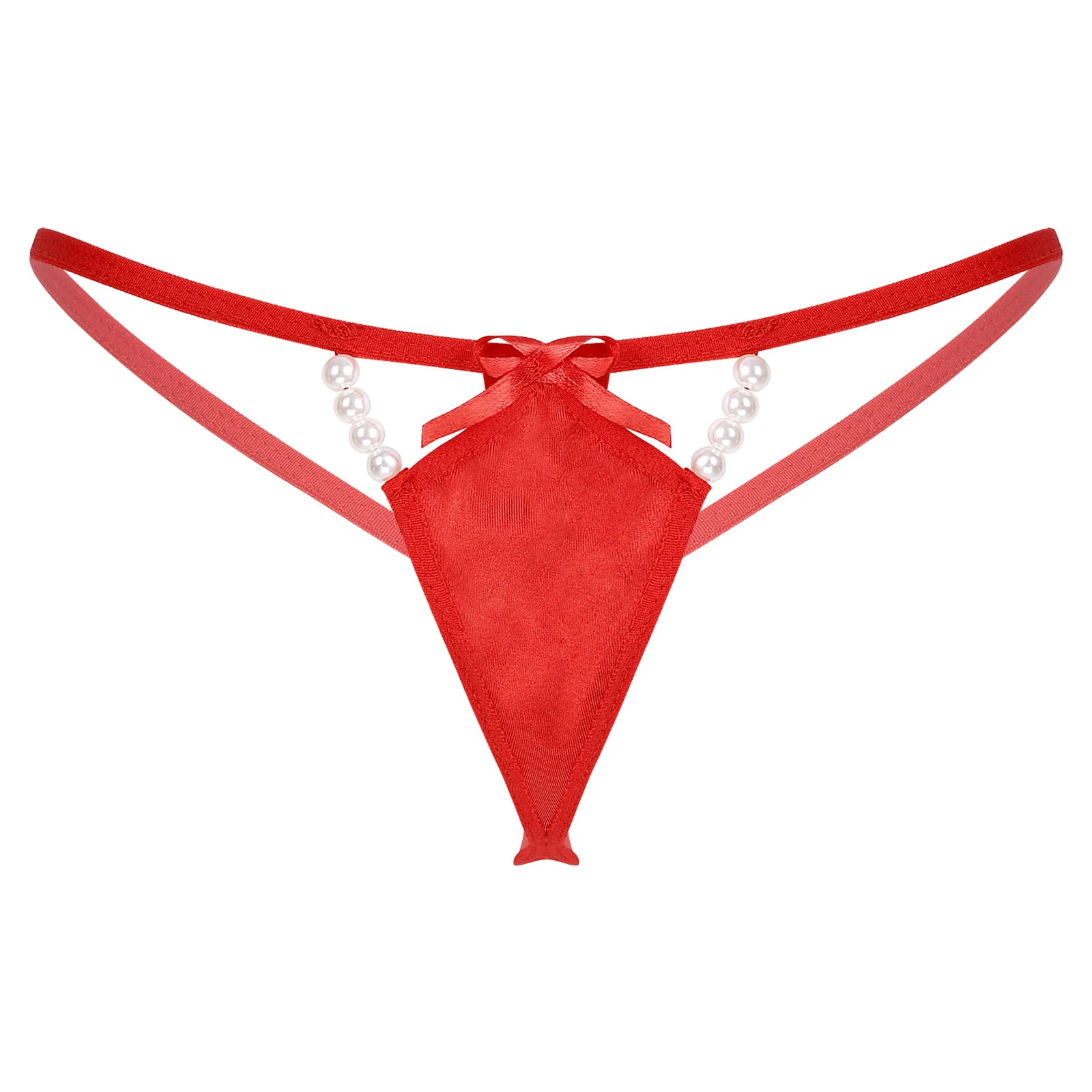 

Women's Lingerie Sexy Ladies Thongs Underpants Artificial Pearls Bowknot G-string Low Waist Hollow Out Thong T-back Underwear