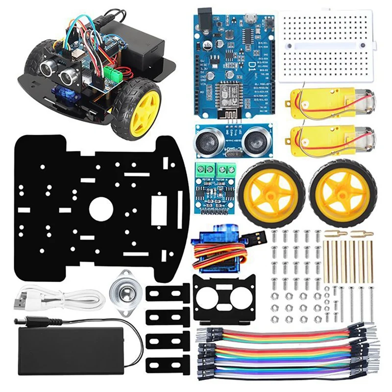 

Tracking Obstacle Avoidance Wireless Remote Control ESP8266 Robot Car Kit