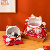 chinese style ceramic cat storage ornament modern living room home decor candy key storage kawaii accessories room decoration