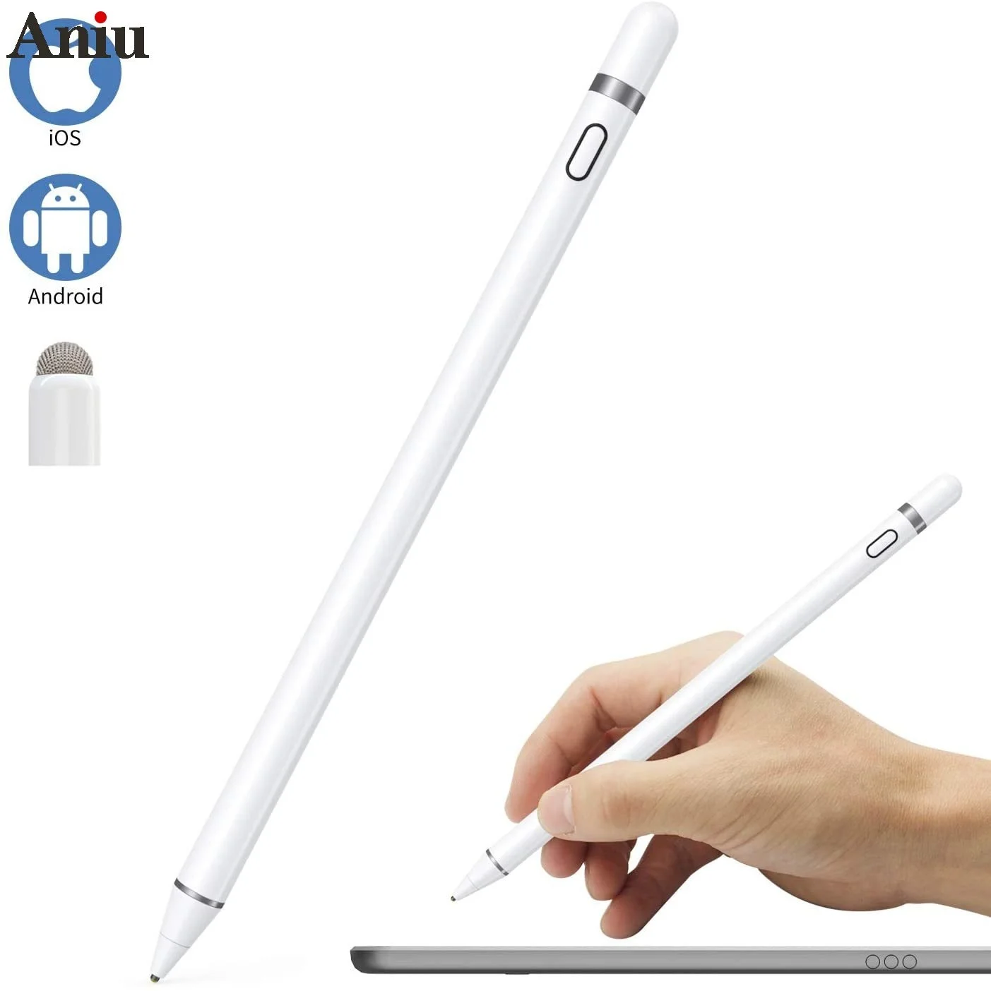 

Активный стилус совместим с сенсорными экранами iOS и Android, стилус для iPad с функцией двойного касания, перезаряжаемый стилус для планшета