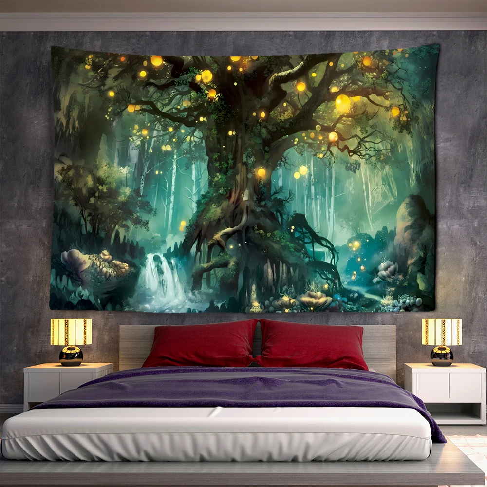 

Simсант настенный Декор Ковер «Замок» Сказочный Триппи красочный бабочка Настенный подвесной гобелен для Фантазийного декора