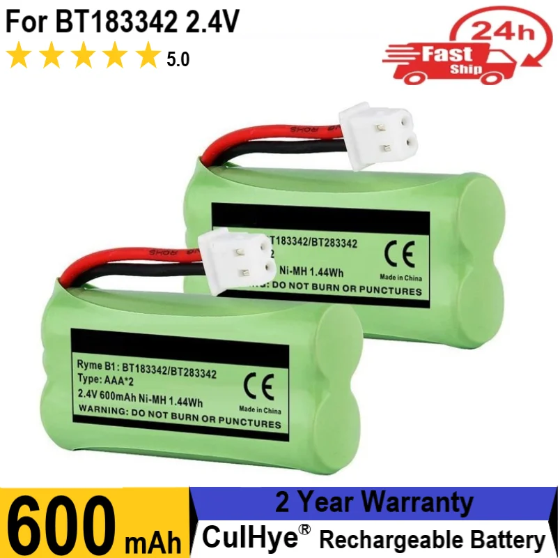 2 4v 600mah bt183342 bt166342 bt266342 cordless phone battery for vtech cs6114 cs6409 cs6509 cs6709 cs6709 att el50003 2 pack free global shipping