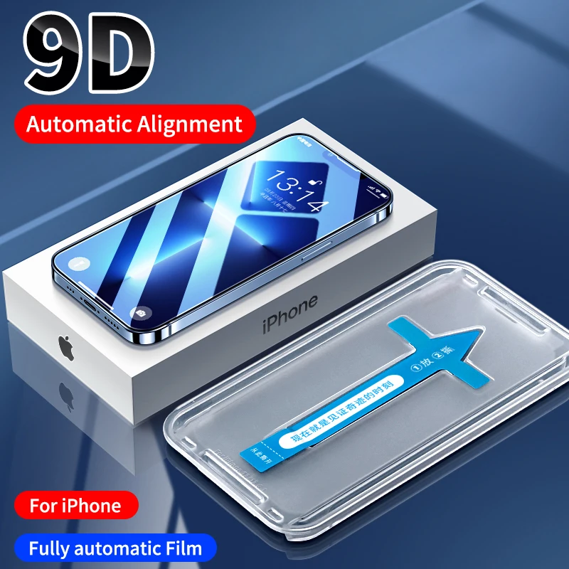 

Закаленное стекло 9D с полным покрытием для iPhone 13, 12, 11 Pro Max, Защита экрана для iPhone 11, 12, 13, защитное стекло с комплектом для установки