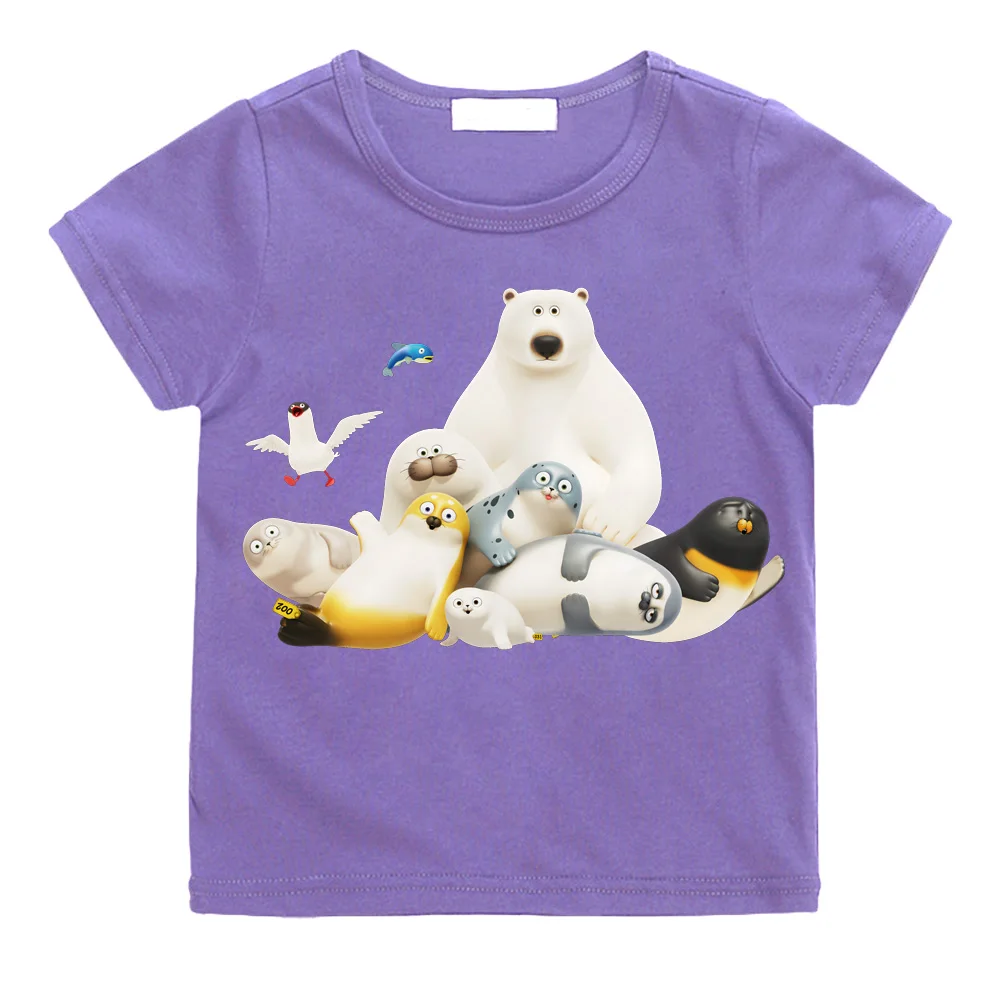 Фото Футболки SEALOOK SHOP с мультяшным принтом, милая футболка из 100% хлопка, детская футболка с круглым вырезом и рисунком для мальчиков и девочек, кавайная футболка №5
