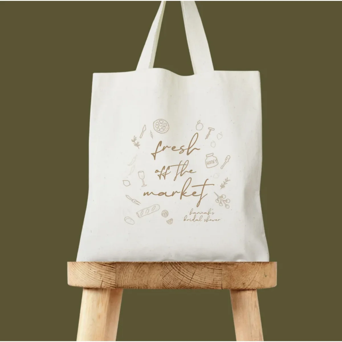 Fresh Off the Market Tote - Farmers Theme Bachelorette Bridal Shower Girls Gone Mild Hand Drawn Design Невеста
