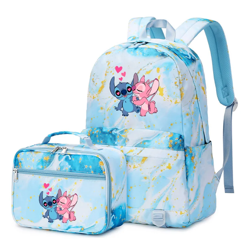 

2pcs Disney Lilo Stitch Multi Pocket Backpack with Lunch Bag Rucksack Casual School Bags for Men Women Student Teenagers Sets