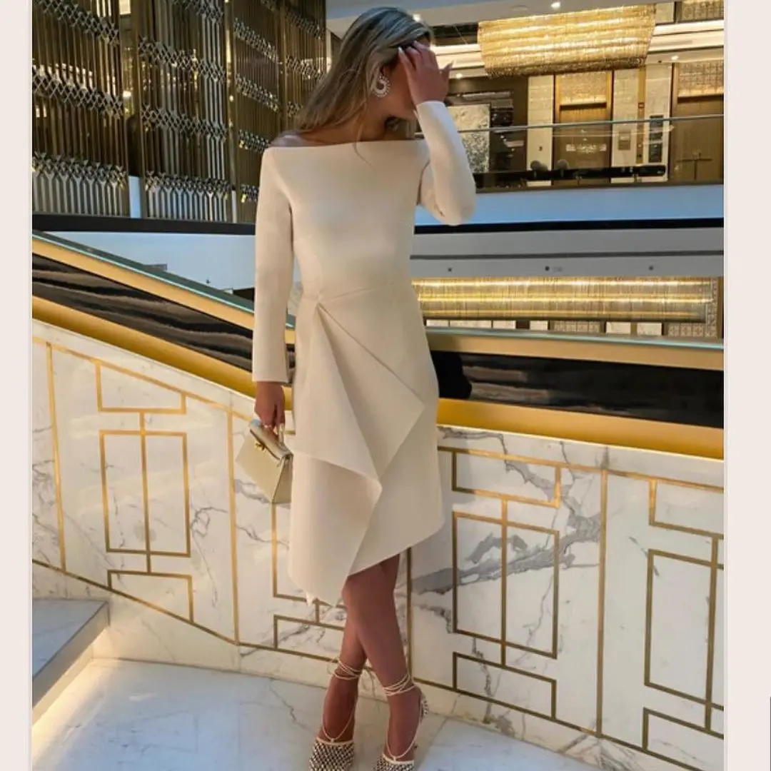 

Платья для торжественных случаев, женское однотонное вечернее платье до колен в простом стиле с ассиметричным дизайном, можно заказать индивидуальный пошив