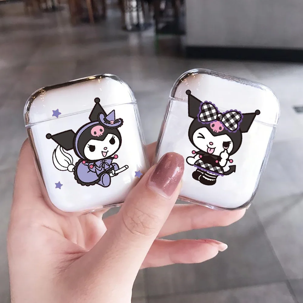 Kuromi Cartoon Clear Earphone Case for AirPods 1 2 3 Wireless Headphone Cover For Airpods 3rd 2021 transparent art hoesjes trend
