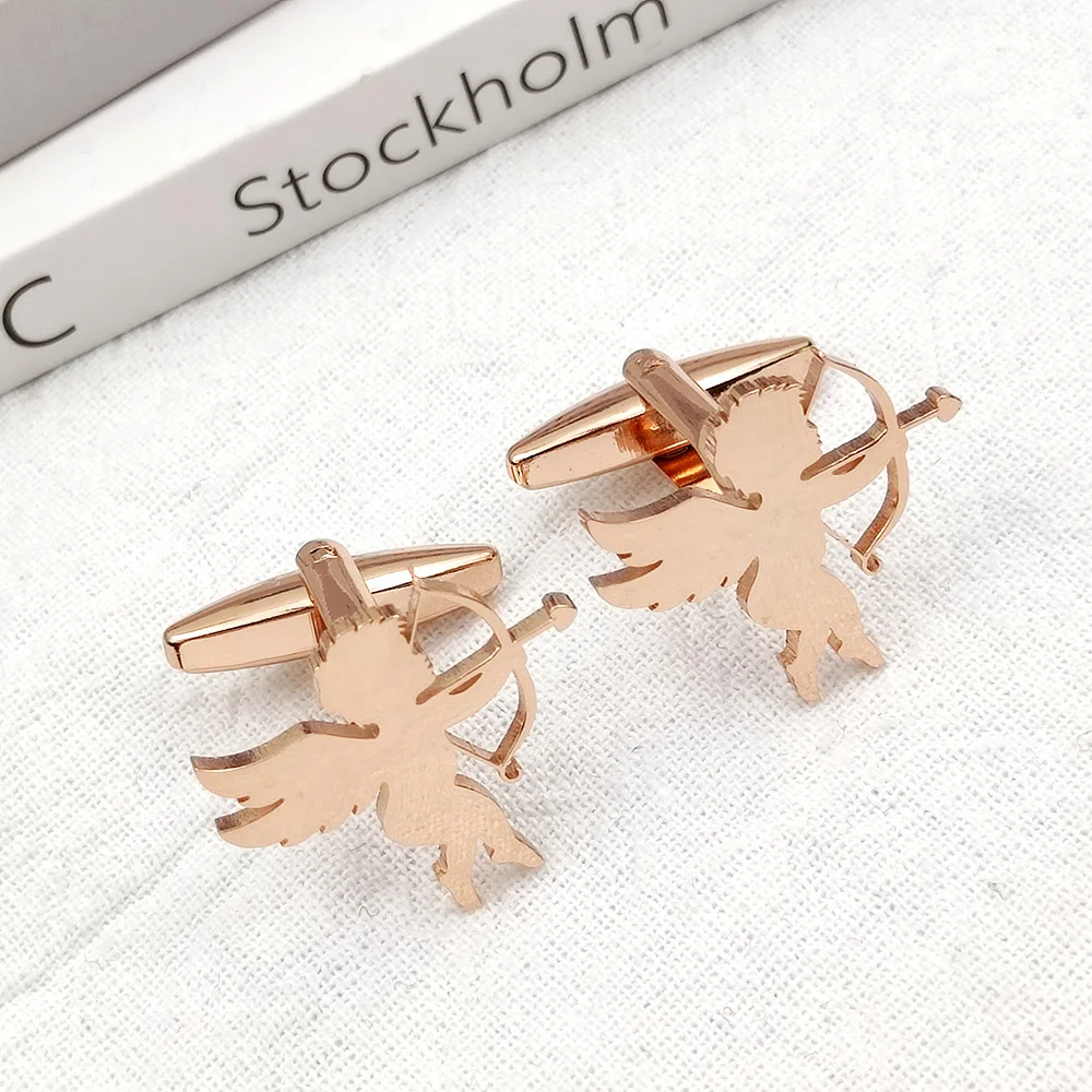 Cute Men's Cufflinks Cupid Fashion Men's Shirt Cufflinks Stainless Steel Charm Jewelry For Boyfriend Husband Good Friend Gift