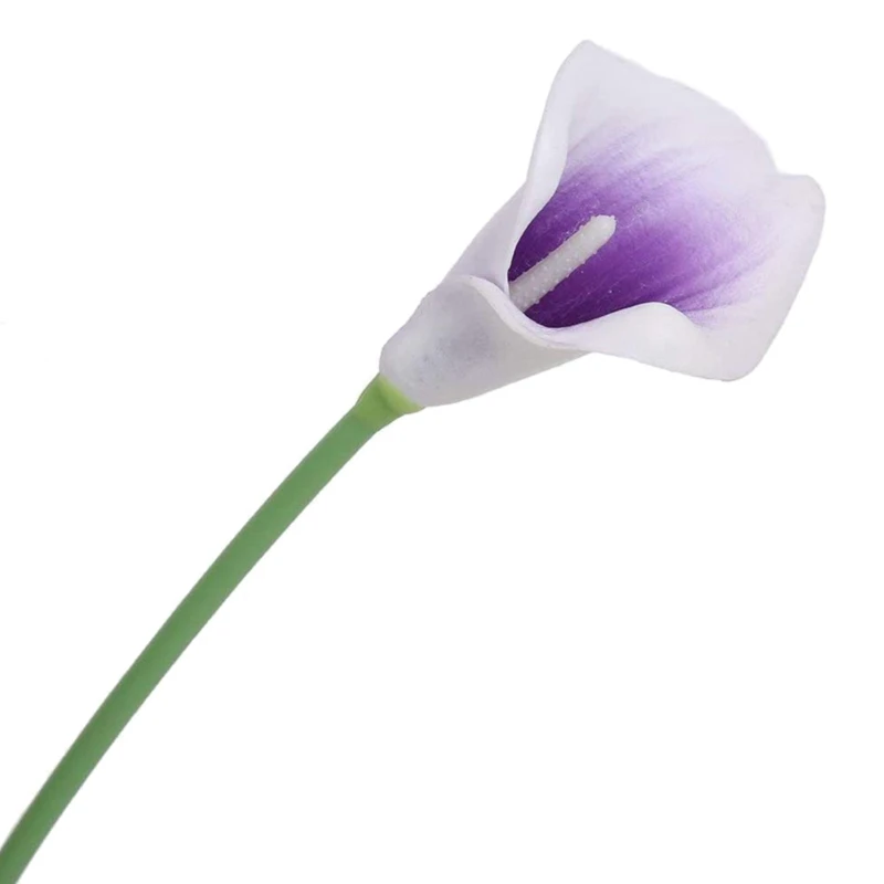 

48Pcs Artificial Calla Lily Flowers For DIY Bridal Wedding Bouquet Centerpieces Home Decor(Purple In White)