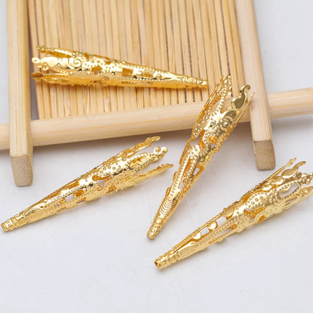 

100 PCS 5- Petal Iron Bead Cones Metal Loose Charm Flower Bead Cone Receptacle