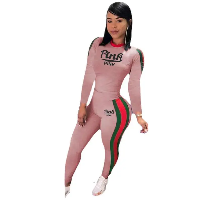 

Женский спортивный комплект из двух предметов, модный спортивный костюм с позолоченными буквами на осень и зиму, новинка 2021, спортивный кос...