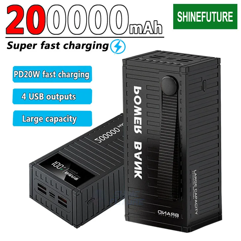 Портативное зарядное устройство 200000 мАч 66 Вт PD QC 3 0 портативное большая емкость