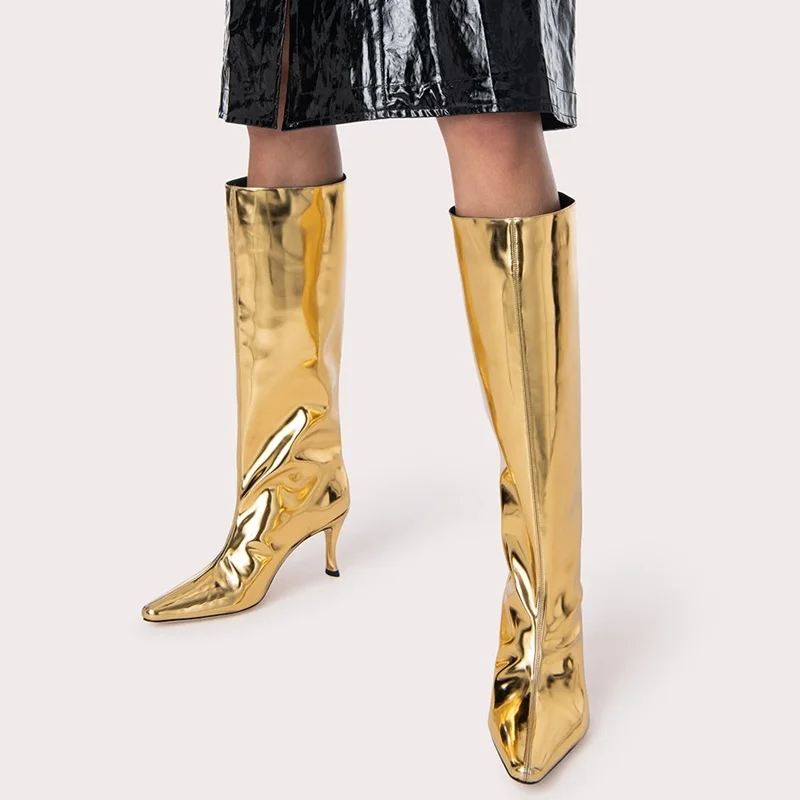 new fashion autumn winter motorcycle boots shoes women print leather knee high boots sexy high heels platform riding boots woman