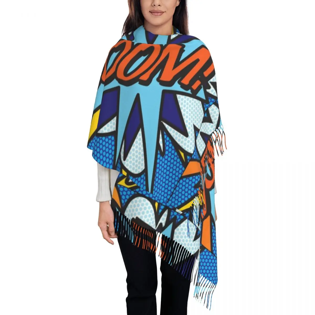 Женский Длинный шарф в стиле Ретро с кисточками