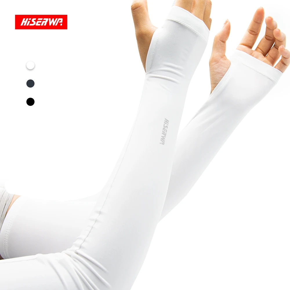 

HISERWA Ice Fabric Arm Sleeves Sun UV Protection Quick Dry Sleeve Cycling Running Fishing Outdoor Sports Arm Sleeve
