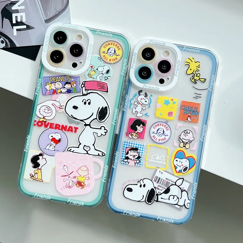 

Мультяшный защитный чехол для объектива Snoopy friends для iPhone 14 13 12 11 Pro Max Xr X Mini 14 Plus 7 8 Plus, милый чехол, чехол для телефона