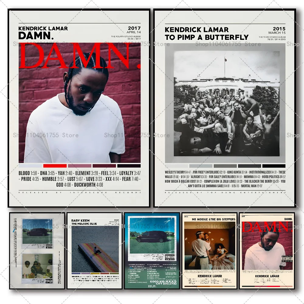 Кендрик Ламар DAMN. Альбом Плакат Наклейка Рэпер Хип-хоп Настенная Художественная