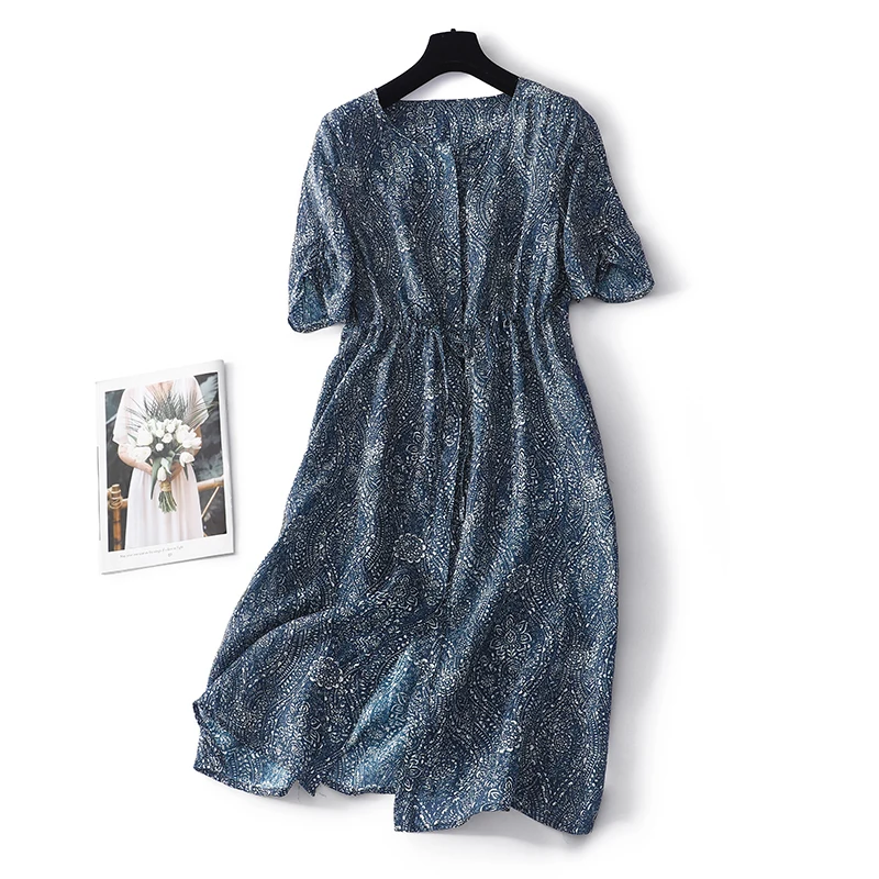

Limiguyue новое летнее хлопковое льняное платье с эластичной талией, литературные повседневные женские платья а-силуэта с коротким рукавом, длинная рубашка U444