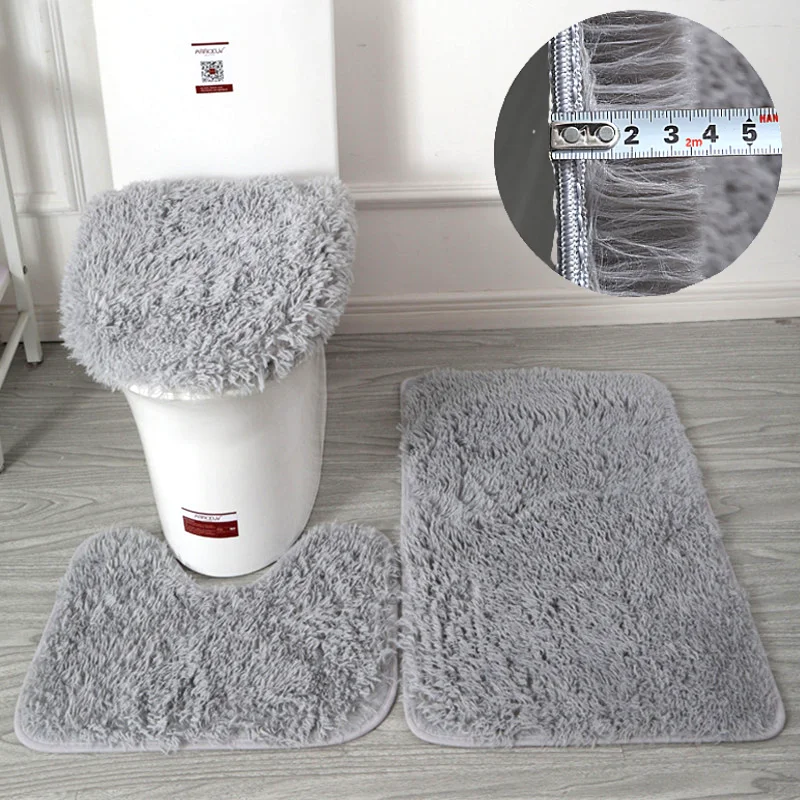 

Set Of 3 Bathroom Bath Mat Set Soft Non Slip Mat Bathroom Rug Absorbent Shower Carpets Toilet Foot Mat Room Mat Door Mat