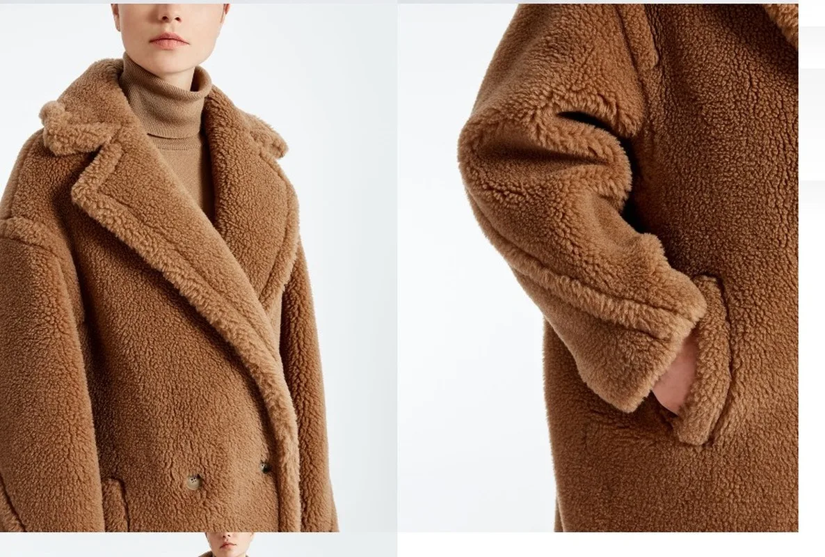 2021 Women Winter Coat Warm Mid-length Jacket Longsleeve Wool Coat Ladies Fashon Faux Fur Lapel Wool Trendy Long High Street Fur