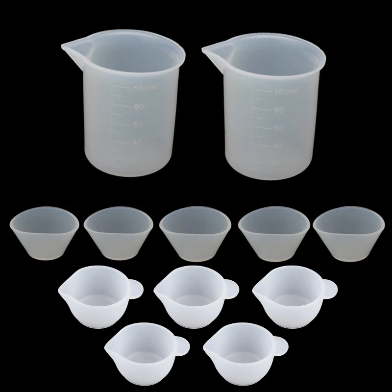 12 Pcs/Set Resin Silicone Mixing Measuring Cup 100ml 20ml 10ml For UV Resin Mold DIY Resin Casting Jewelry Making Tools Kit