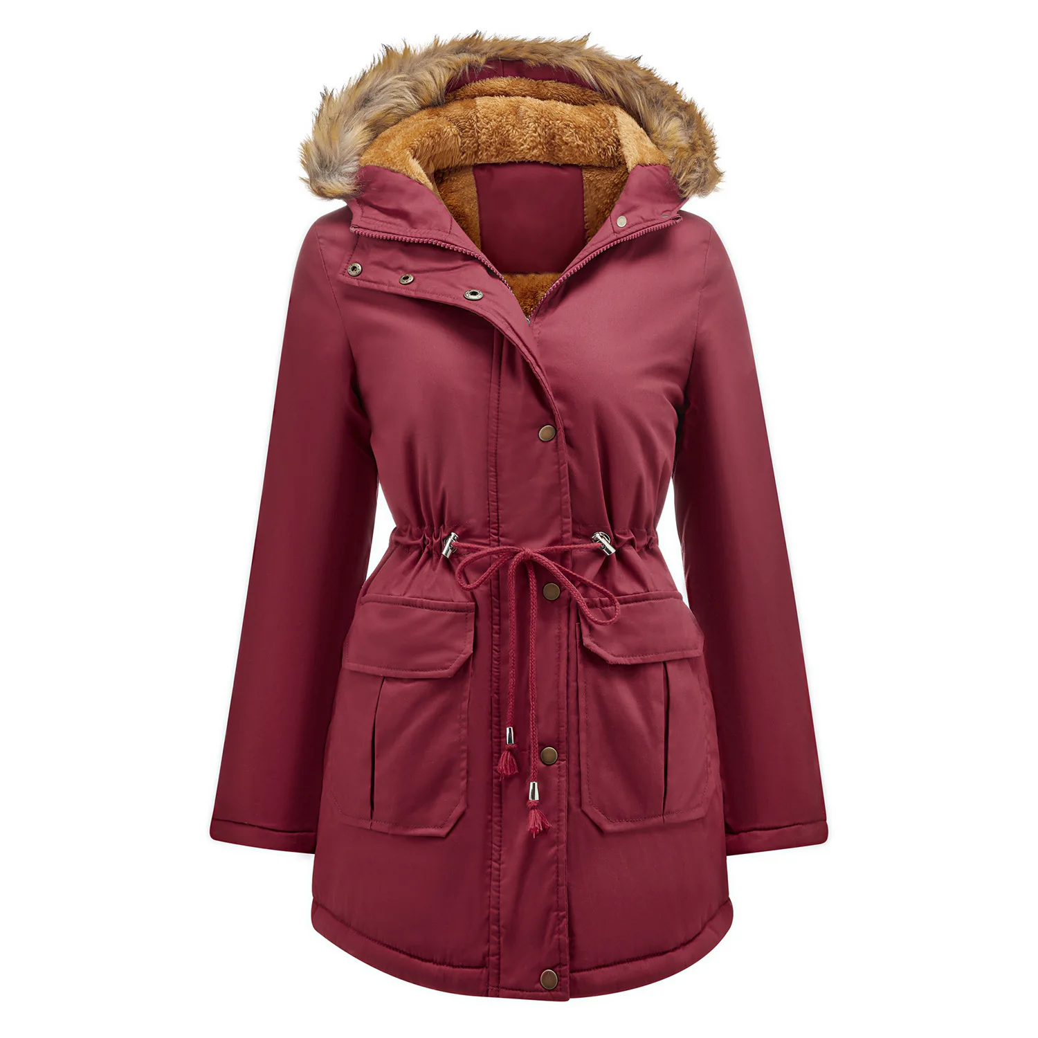 New Plush Cotton Jacket Hooded Fur Collar Winter Warm Coat Large Women's Cotton Jacket and Fashion Casual Winter Coat Women