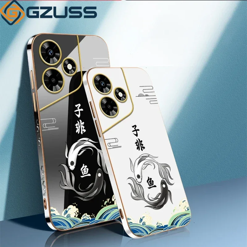 Чехол GZUSS Sub Non Fish для Infinix Hot 40i 30 Play 30i 20i 20S 20 корпус телефона с гальваническим