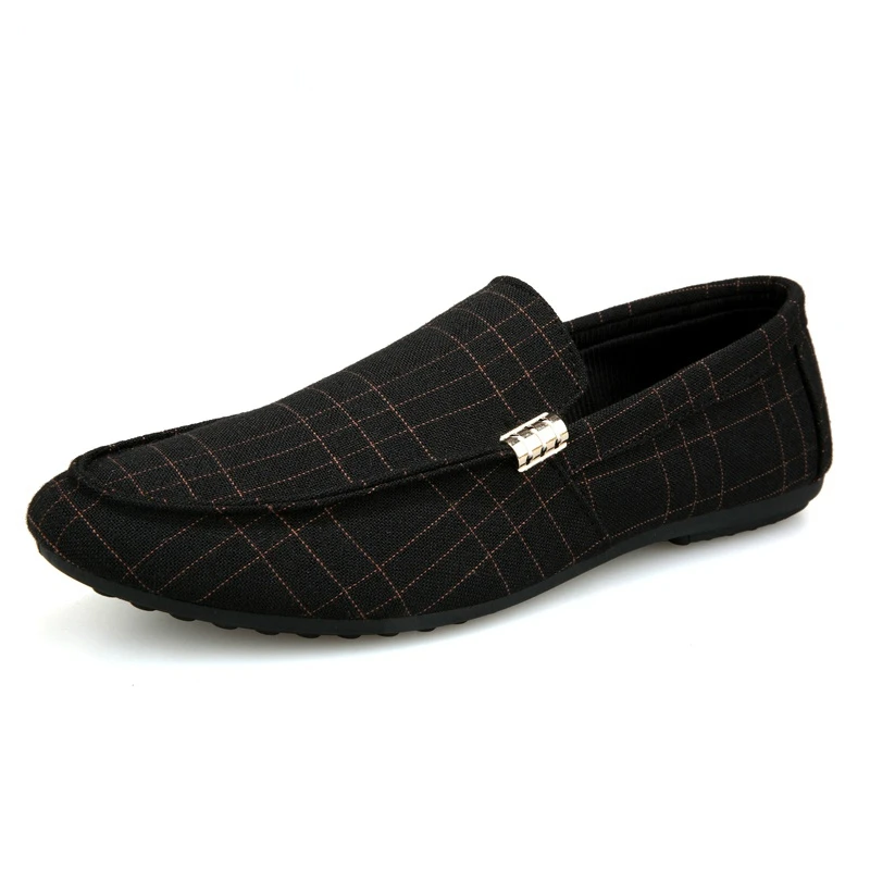 

New Fashion Spring Autumn Men Casual Shoes Men Canvas Shoes Slip-on Breathable Male Gingham Shoes British Style Shoes for Men