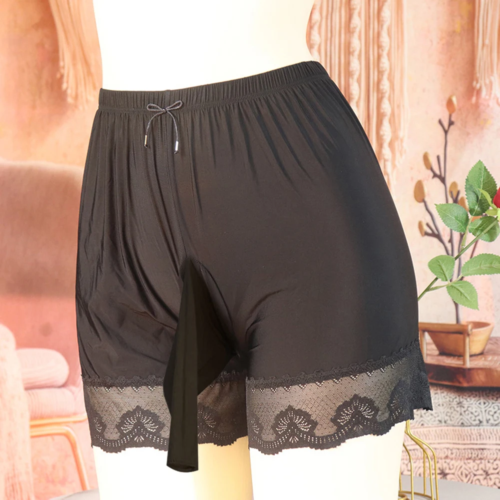 

Sexy Men Gay Light Pouch Middle Waist Loose Ice Silk Boxer Shorts Lace Jacquard Men's Leggings Male Pajamas Panties Underwear