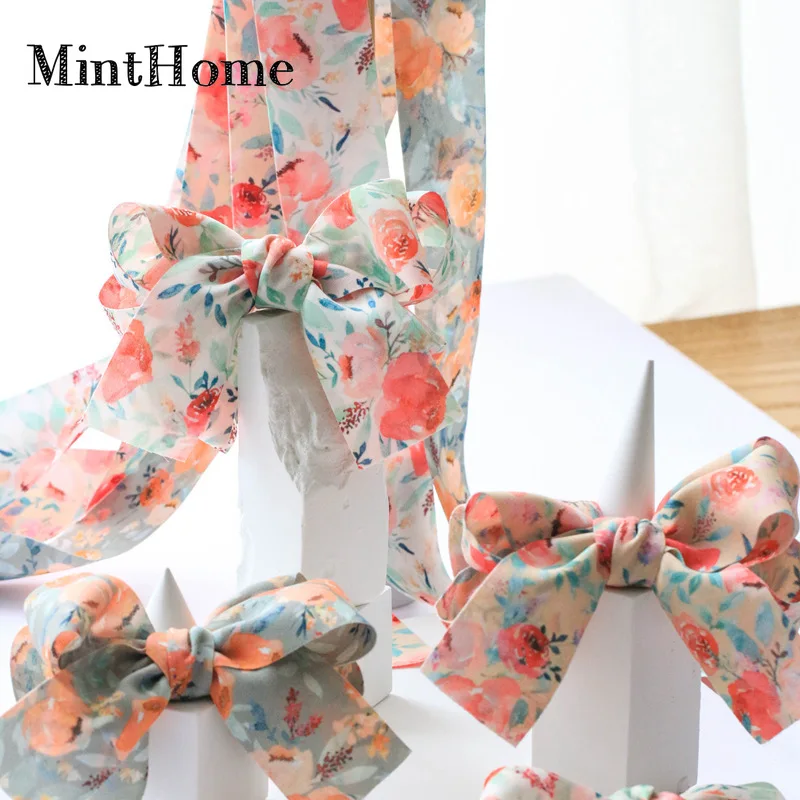 

10 yards/roll Korean Double-sided Retro Floral Ribbon Diy Bow Hair Accessories Clothing Flowers Packaging ribbon for bows