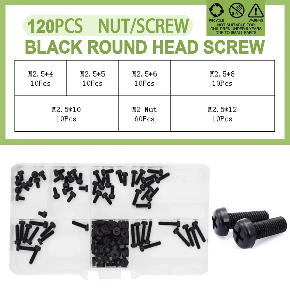 Винт крестообразный M2 M2.5 M3 M4, белый, черный, с метрической резьбой, нейлоновая сковорода, круглая головка, крестообразный пластиковый болт, набор гаек в ассортименте