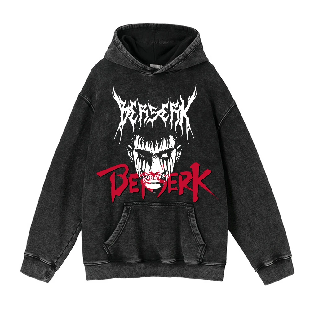 

Berserk Anime Washed Hoodie Mens High Street Guts Eyes Graphic Retro Hoodies Hip Hop Coat Unisex Casual Long Sleeve Sweatshirt
