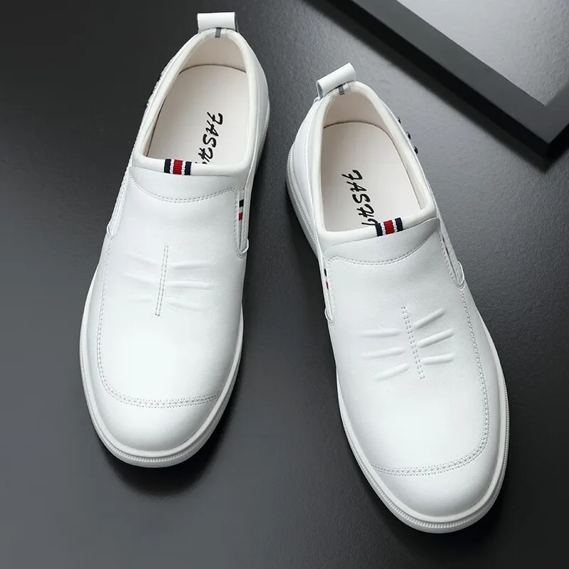 Повседневная кожаная обувь. Мужская обувь без шнуровки для ленивых. Весна и